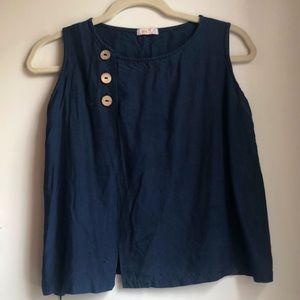 Vintage Navy Sleeveless Cropped Top